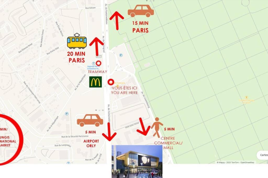 Appartement Paisible Et Bien Situe - Proche Aeroport D'Orly Et Tramway Pour Paris Thiais Exteriör bild